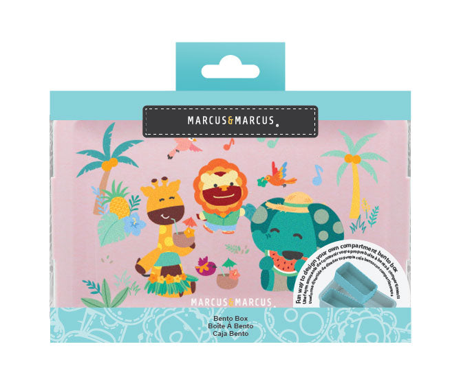 Marcus & Marcus Bento Lunch Box With Two Silicone Removable Compartments - Tropical - Pink - Laadlee