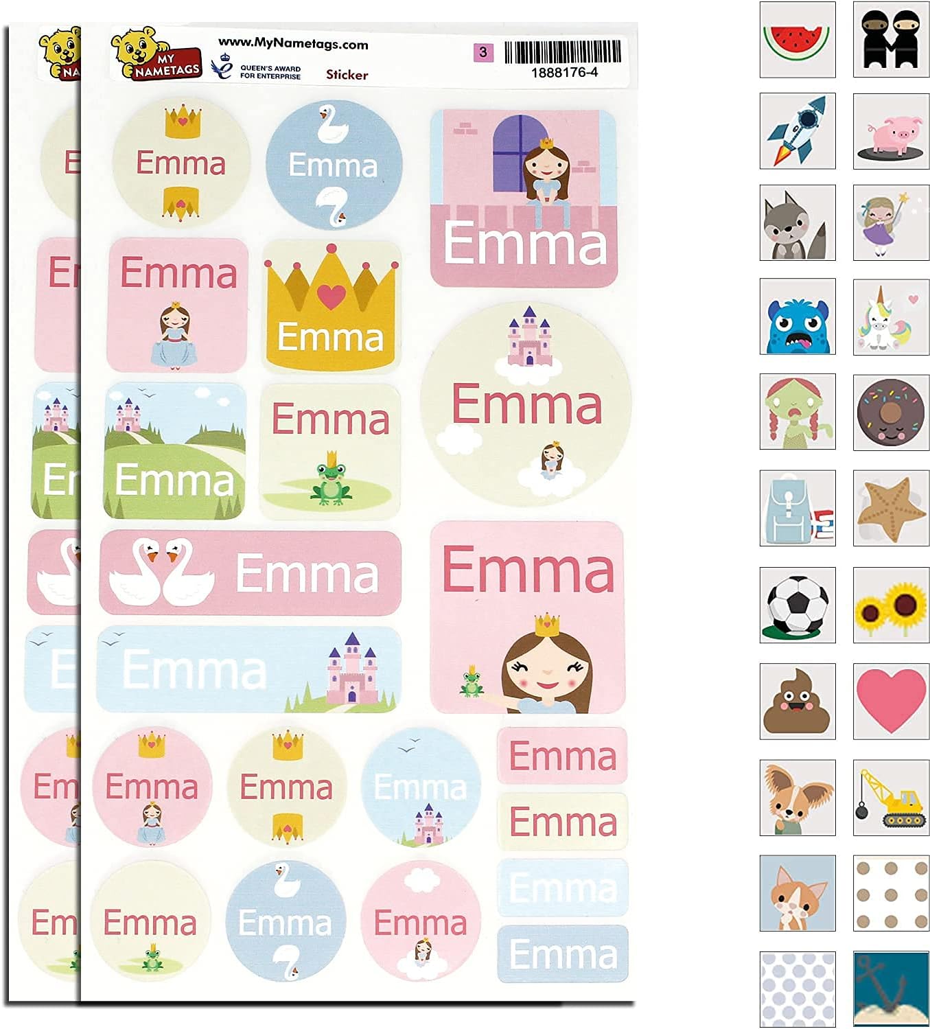 My Nametags Maxistickers - Princess (Pack of 21) - Laadlee