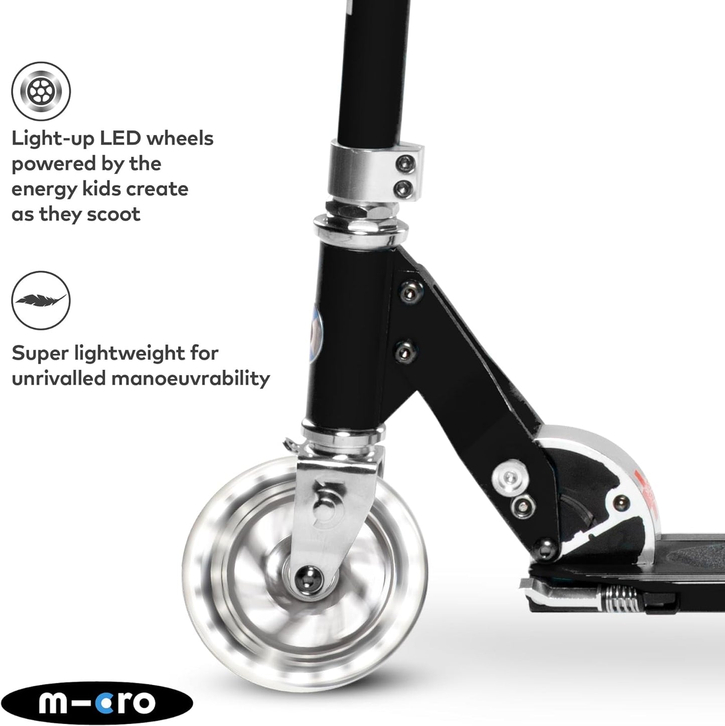 Micro Sprite Scooter with LED Wheels - Black - Laadlee