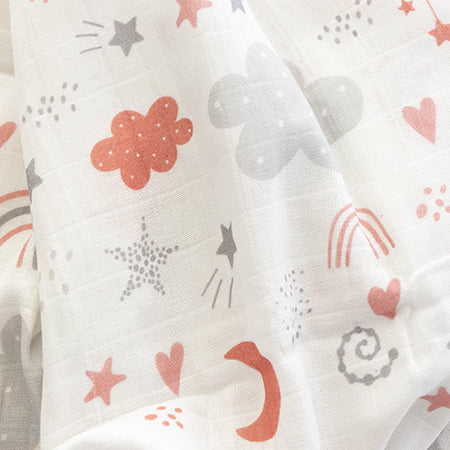 Yellow Doodle Organic Luxury Swaddle - Magical Rainbows - Laadlee