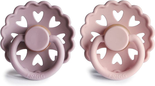 Frigg Fairytale Silicone Baby Pacifier 0-6M, 2Pack, Twilight Mauve/Primrose - Size 1 - Laadlee