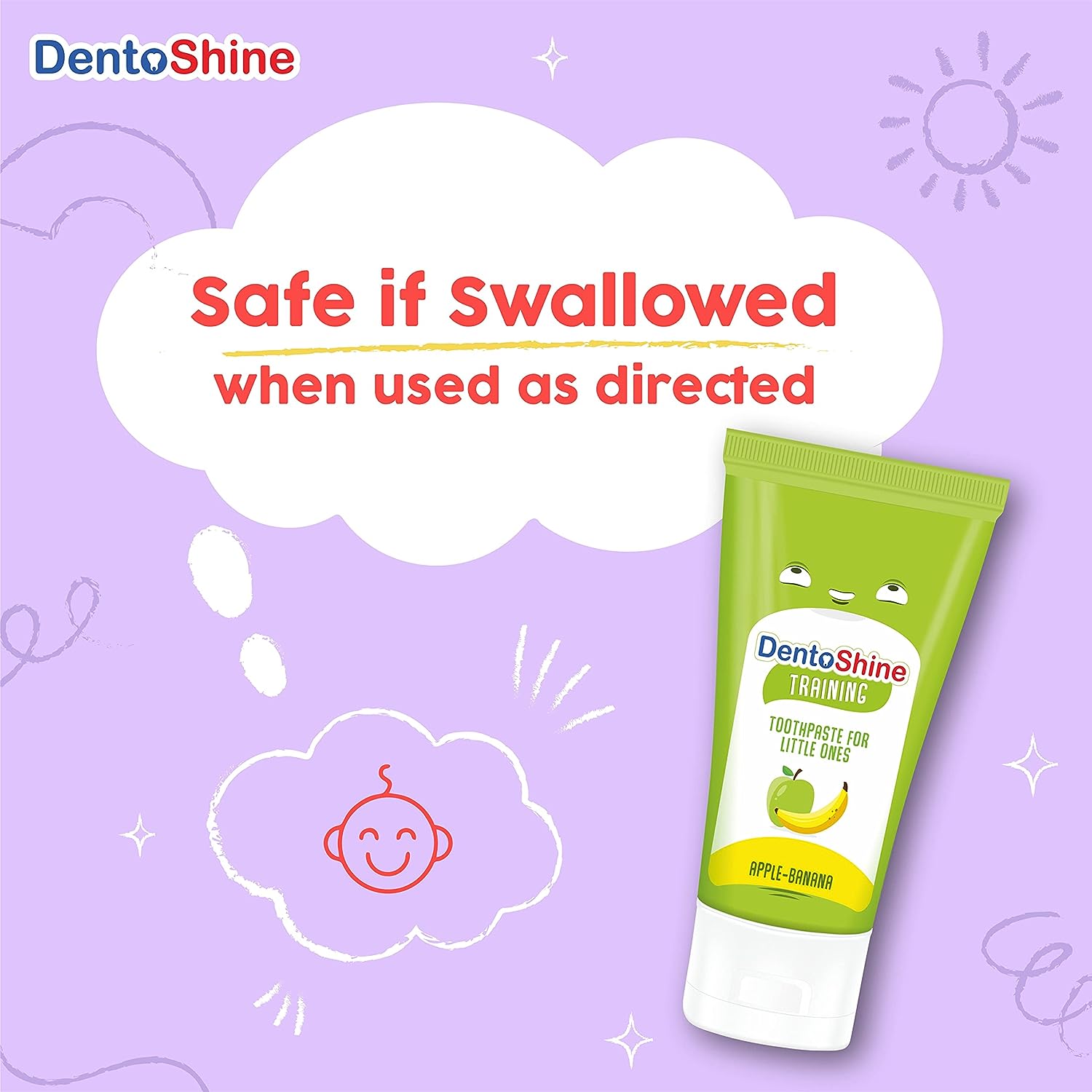 DentoShine Training Toothpaste 60g - Apple Banana - Laadlee