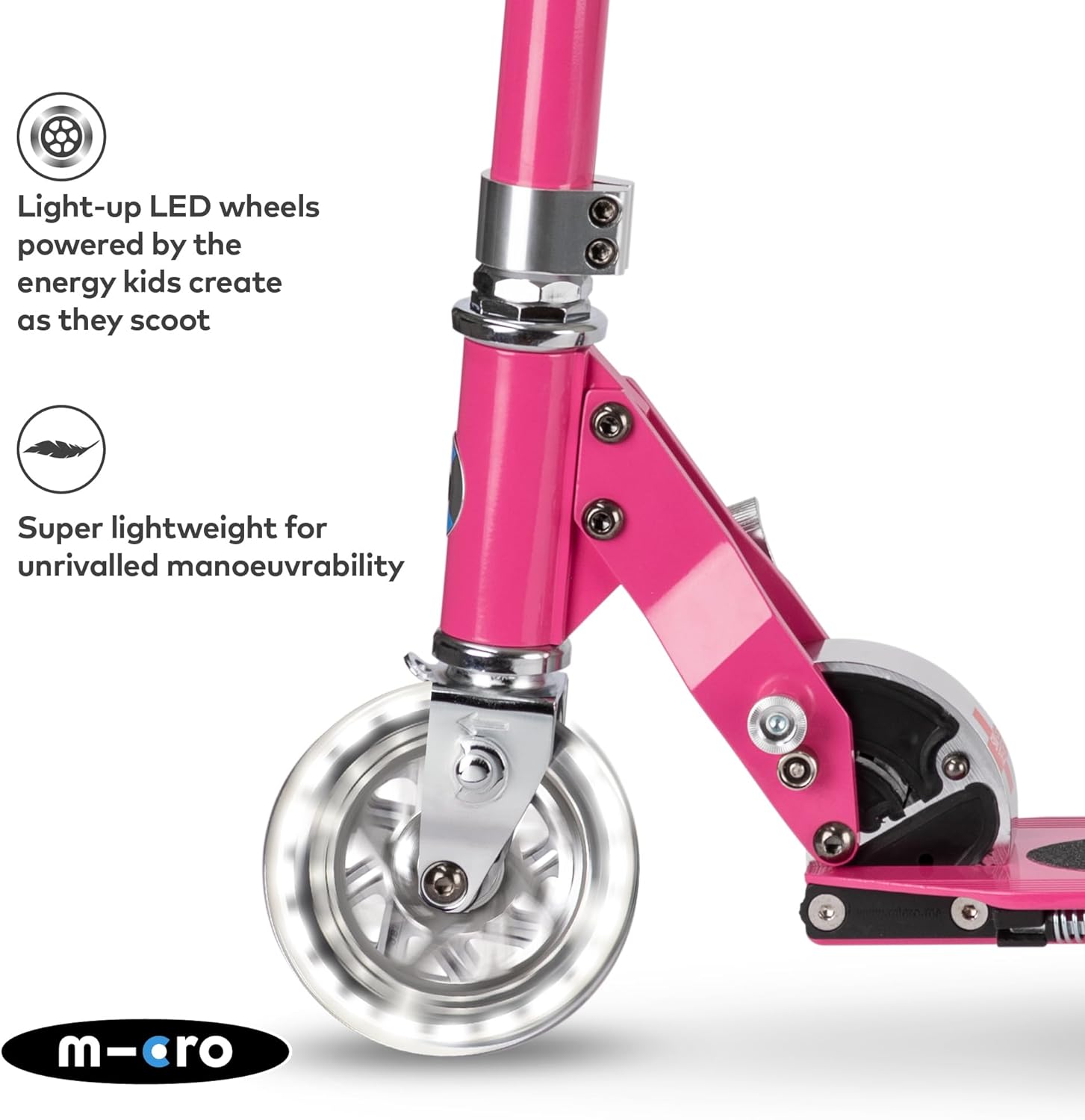 Micro Sprite Scooter with LED Wheels - Pink - Laadlee