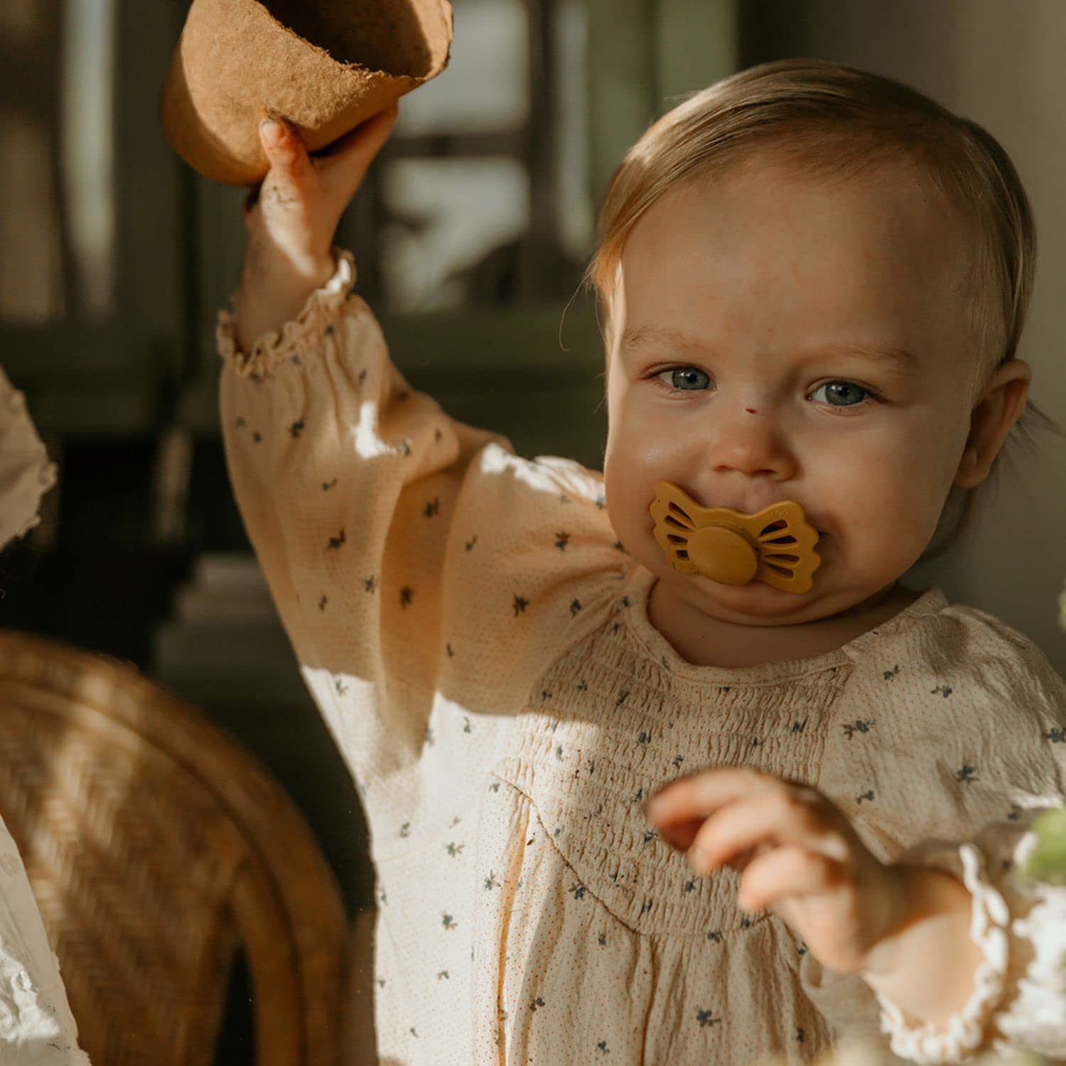 Frigg Lucky Symmetrical Silicone Baby Pacifier 6M-18M, Honey Gold - Size 2 - Laadlee