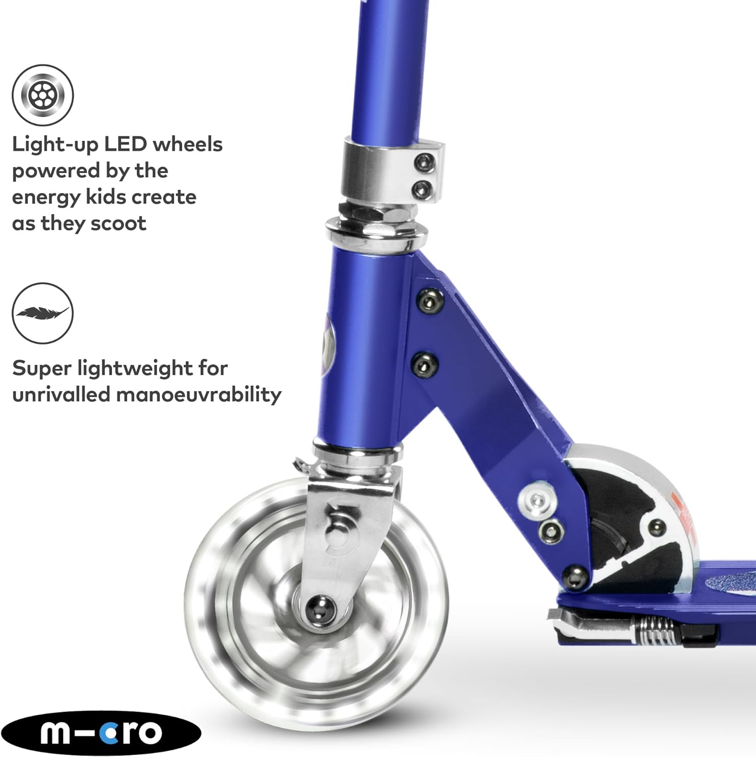 Micro Sprite Scooter with LED Wheels - Stripe Blue - Laadlee