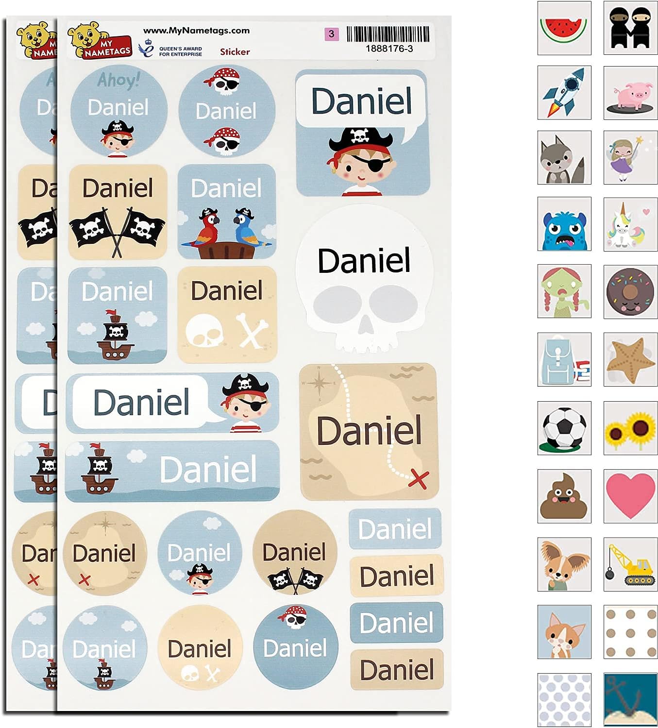 My Nametags Maxistickers - Pirate Boy (Pack of 21) - Laadlee