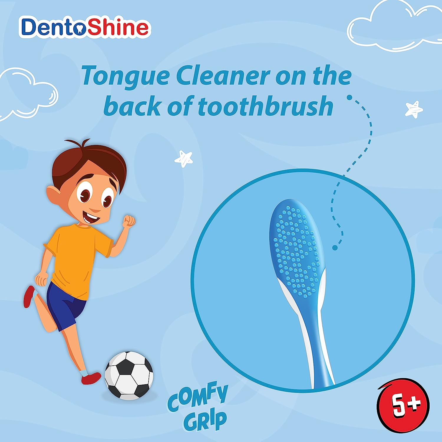 DentoShine Comfy Grip Toothbrush - Pack of 4 (Age 5+) - Laadlee