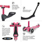 Micro Mini 3-in-1 Deluxe Plus Scooter with LED Wheels - Pink - Laadlee