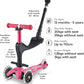Micro Mini 3-in-1 Deluxe Plus Scooter with LED Wheels - Pink - Laadlee