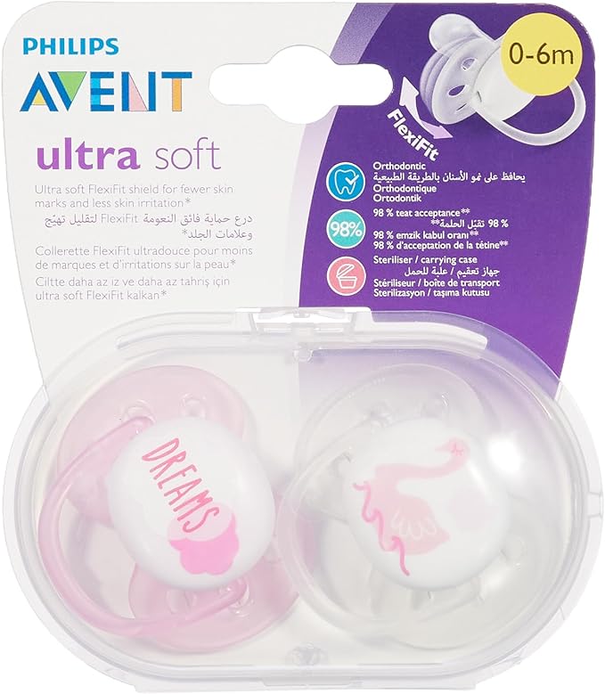 Philips Avent Soft Soother Mix Deco - Pink (0M - 6M) - Laadlee