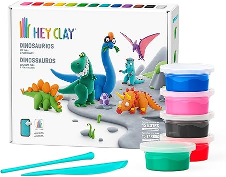 Hey Clay - DIY Dinos Plastic Modelling Air-Dry Clay - 6 pcs - Laadlee