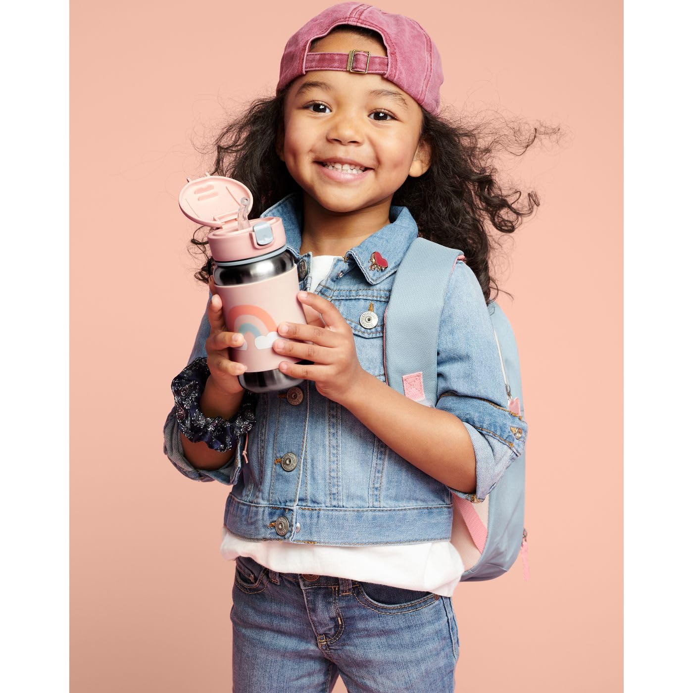 Skip Hop Spark Style SS Straw Bottle 350ml - Sky - Laadlee