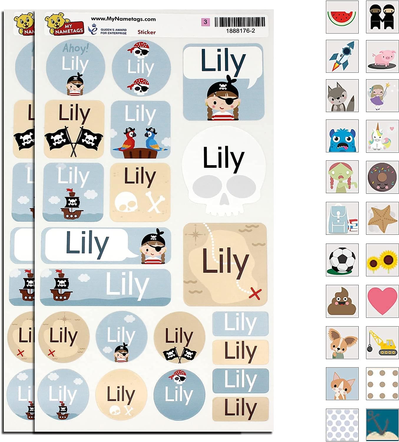 My Nametags Maxistickers - Pirate Girl (Pack of 21) - Laadlee