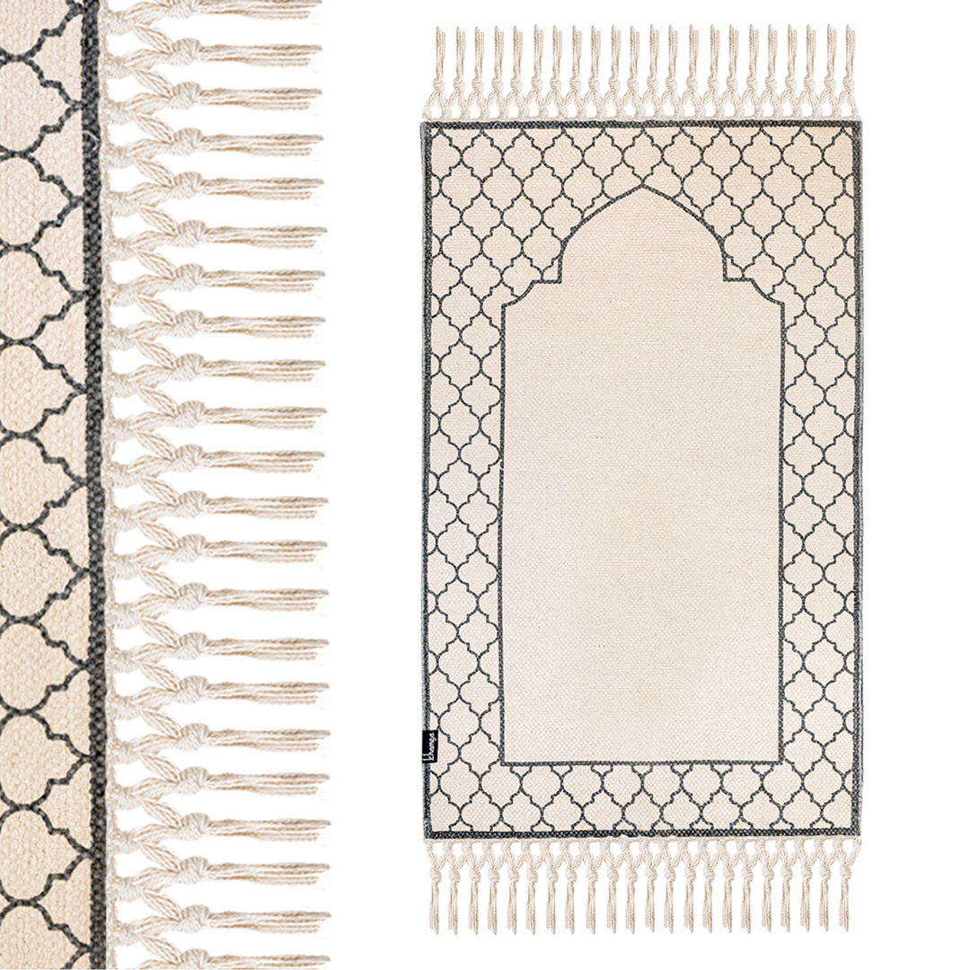 Khamsa Classic Muslim Prayer Mat - Adult Size - Ramadi Grey - Laadlee