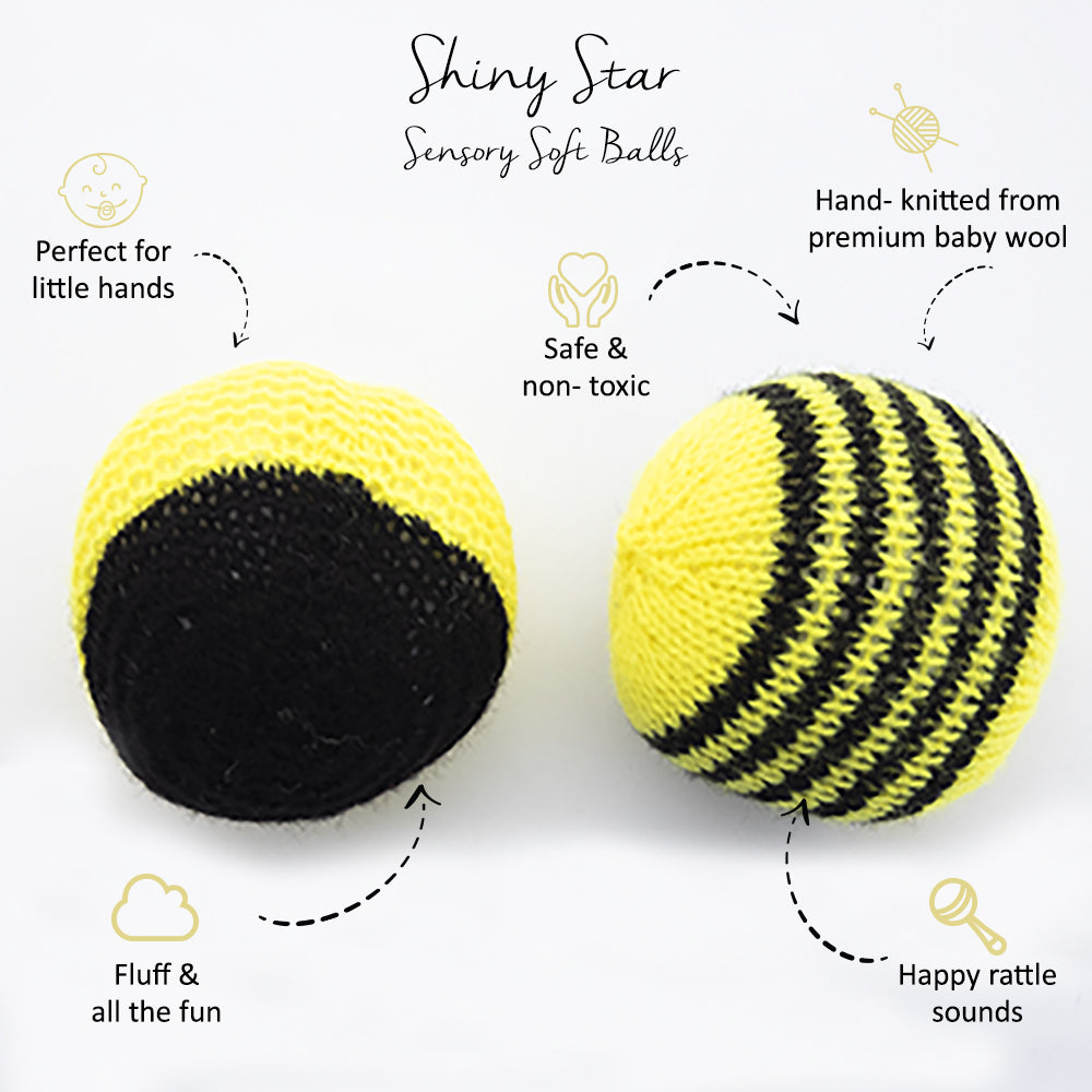 Yellow Doodle Sensory Soft Balls - Shiny Star - Laadlee