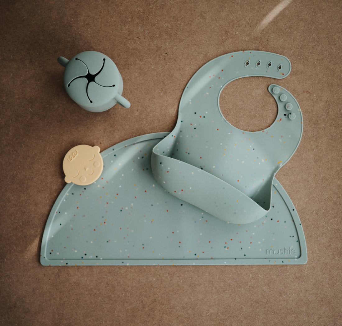 Mushie Silicone Mat Cambridge Blue Confetti - Laadlee