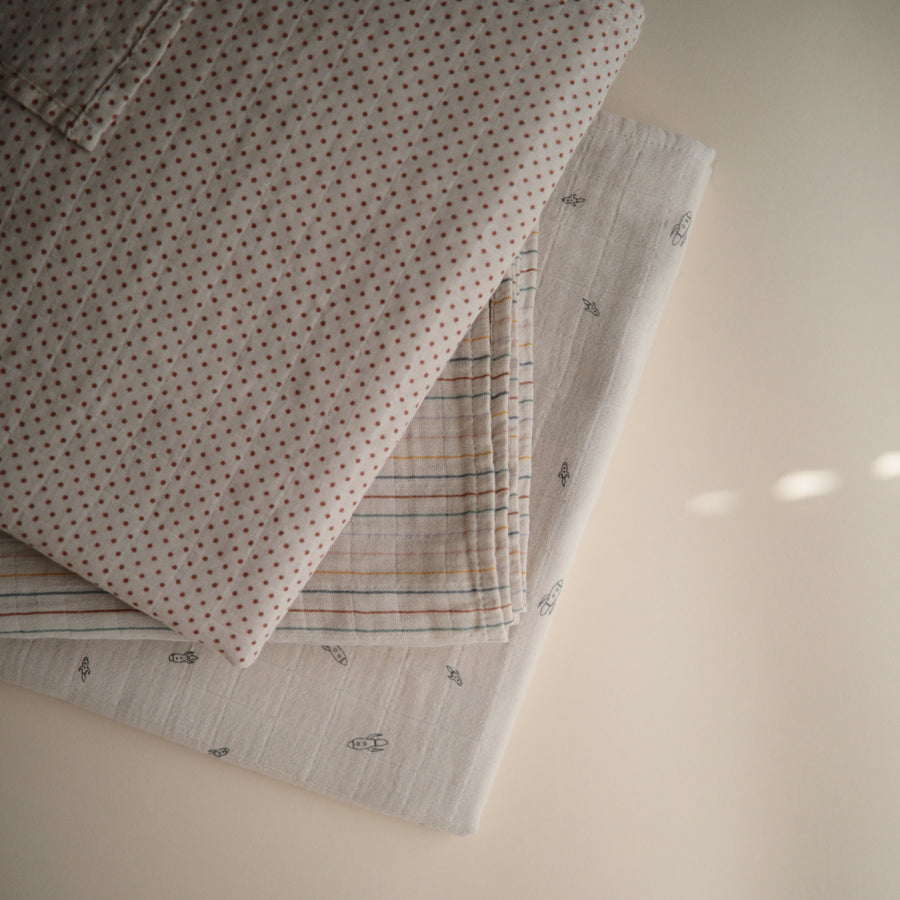 Mushie Swaddle - Caramel Polka Dots - Laadlee