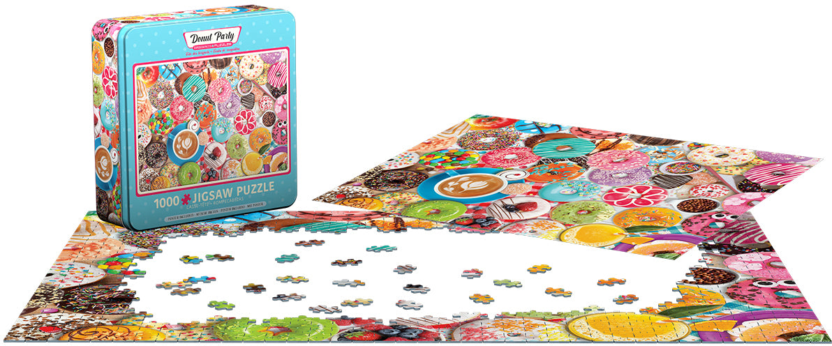 EuroGraphics Donut Party 1000 Piece Puzzle In A Collectible Tin - Laadlee