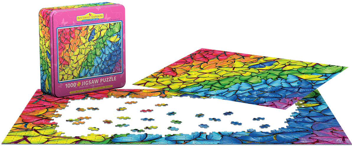 EuroGraphics Butterfly Rainbow 1000 Piece Puzzle In A Collectible Tin - Laadlee