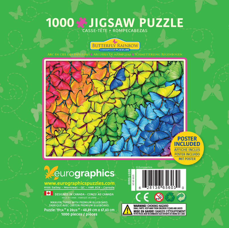 EuroGraphics Butterfly Rainbow 1000 Piece Puzzle In A Collectible Tin - Laadlee