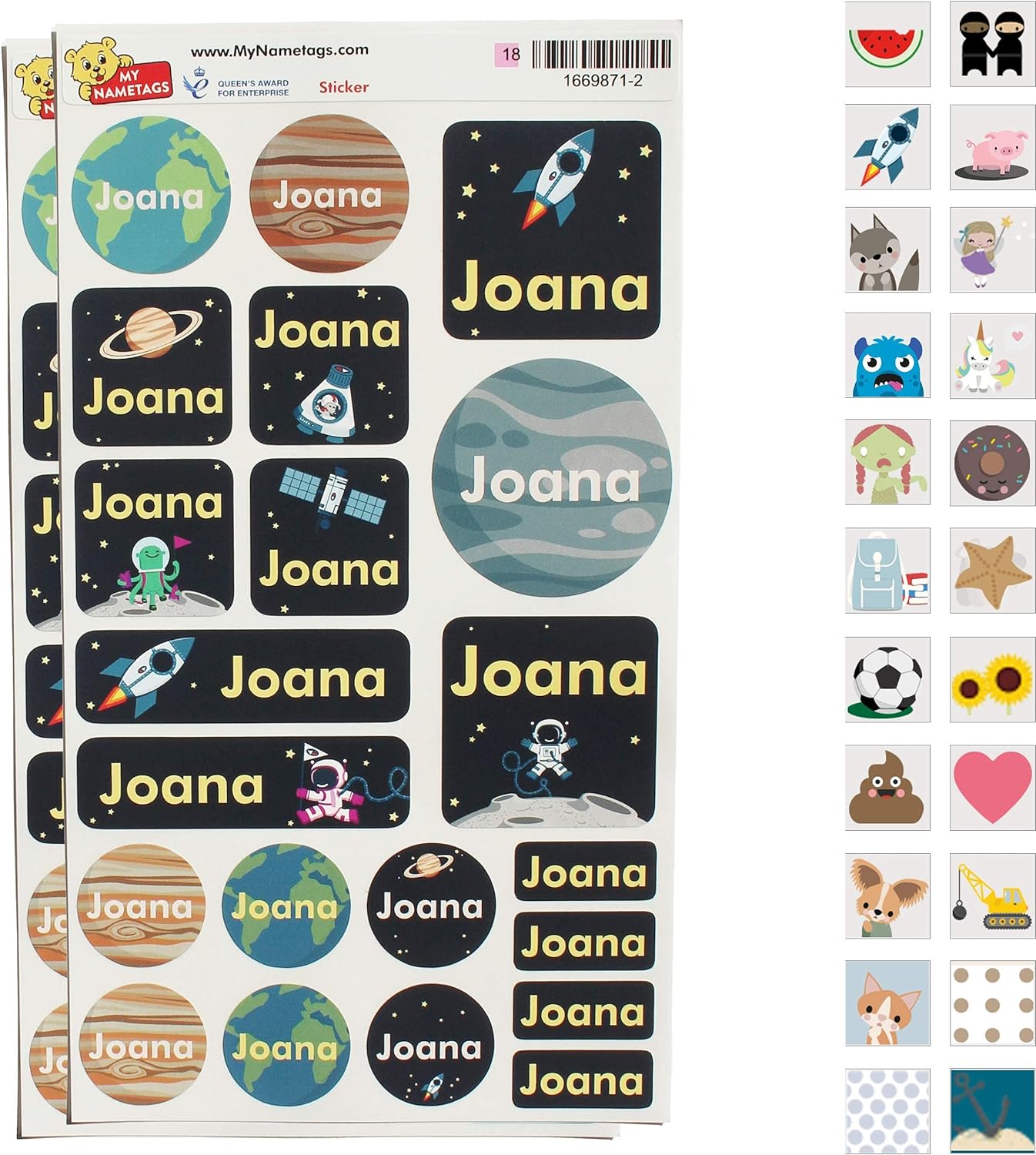 My Nametags Maxistickers - Space (Pack of 21) - Laadlee