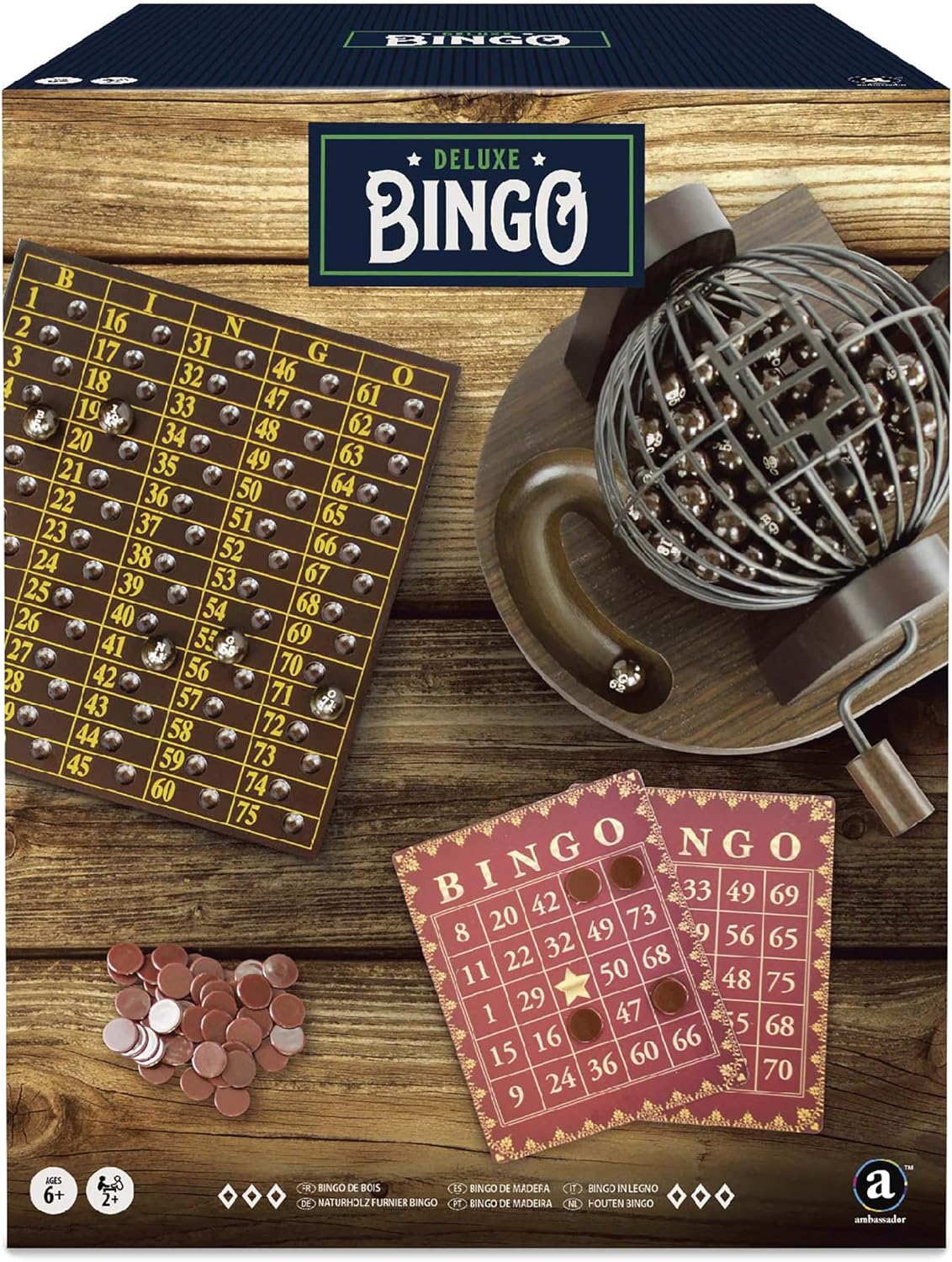 Ambassador - Craftsman Deluxe Wooden Bingo Set - 90 Balls - Laadlee