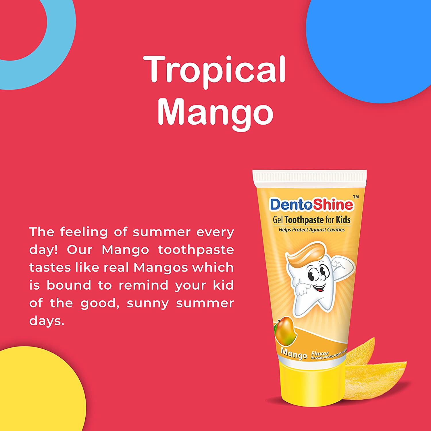 DentoShine Kids Gel Toothpaste 80g - Mango - Laadlee