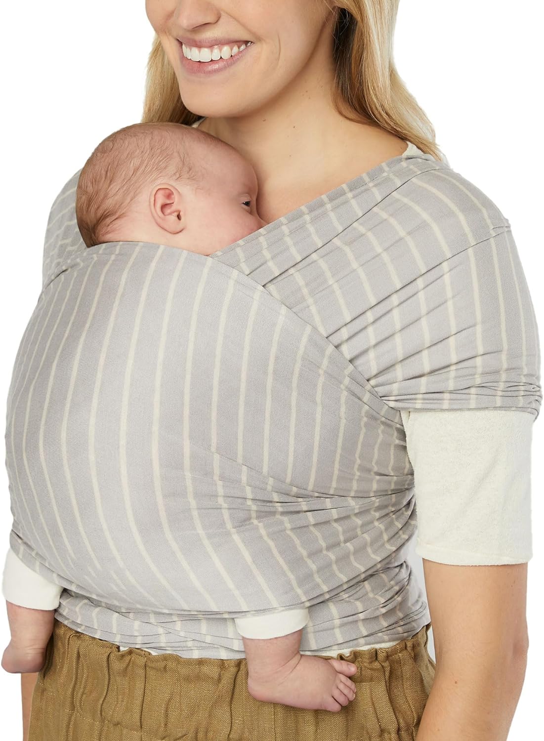 Ergobaby Aura Baby Wrap Sustainable Knit - Grey Stripes - Laadlee