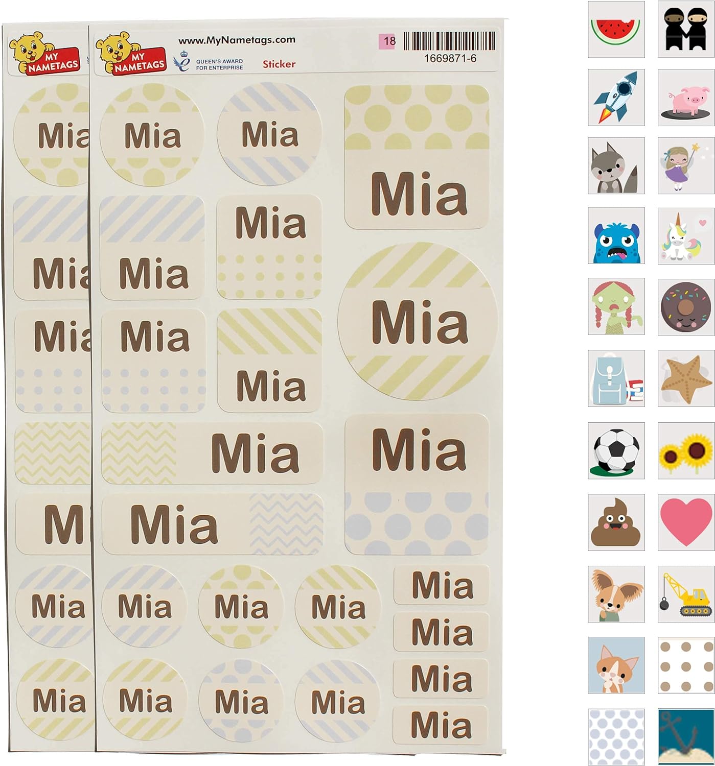 My Nametags Maxistickers - Blue Pattern (Pack of 21) - Laadlee