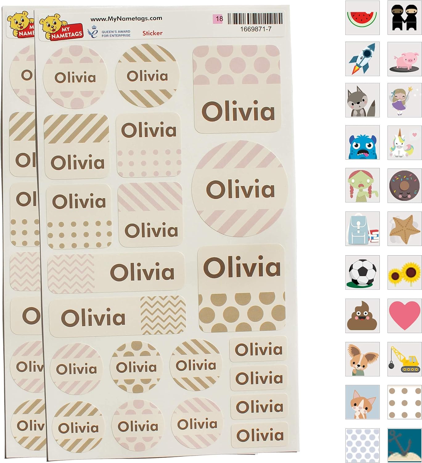 My Nametags Maxistickers - Pink Pattern (Pack of 21) - Laadlee