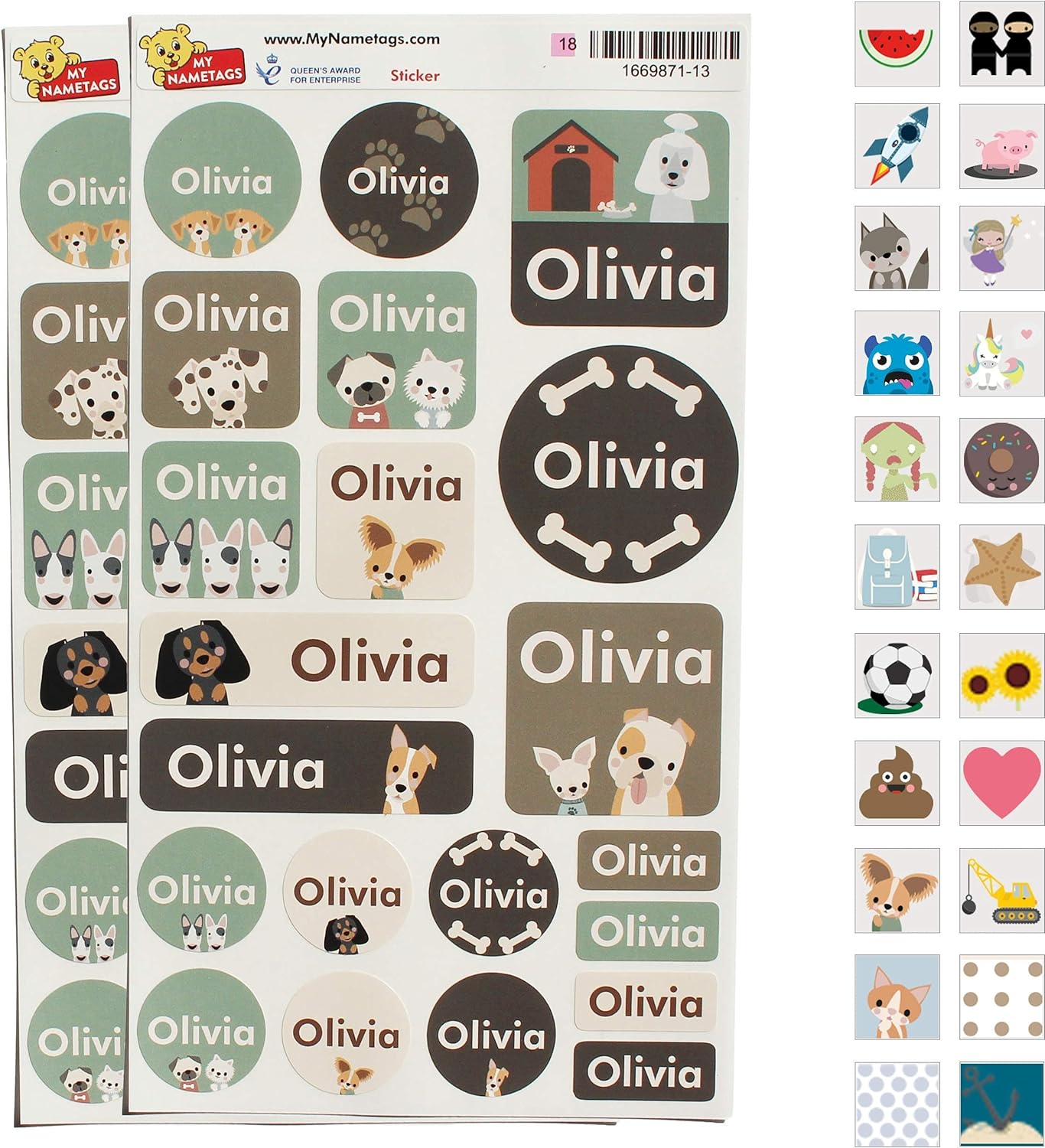 My Nametags Maxistickers - Dog (Pack of 21) - Laadlee