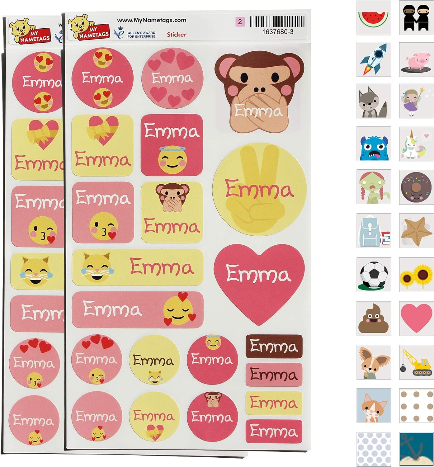 My Nametags Maxistickers - Love Emoji (Pack of 21) - Laadlee