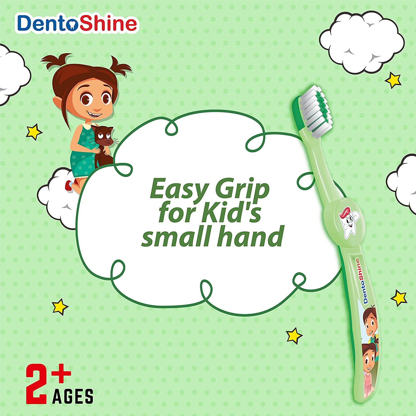 DentoShine Easy Grip Toothbrush - Pack of 4 - Laadlee