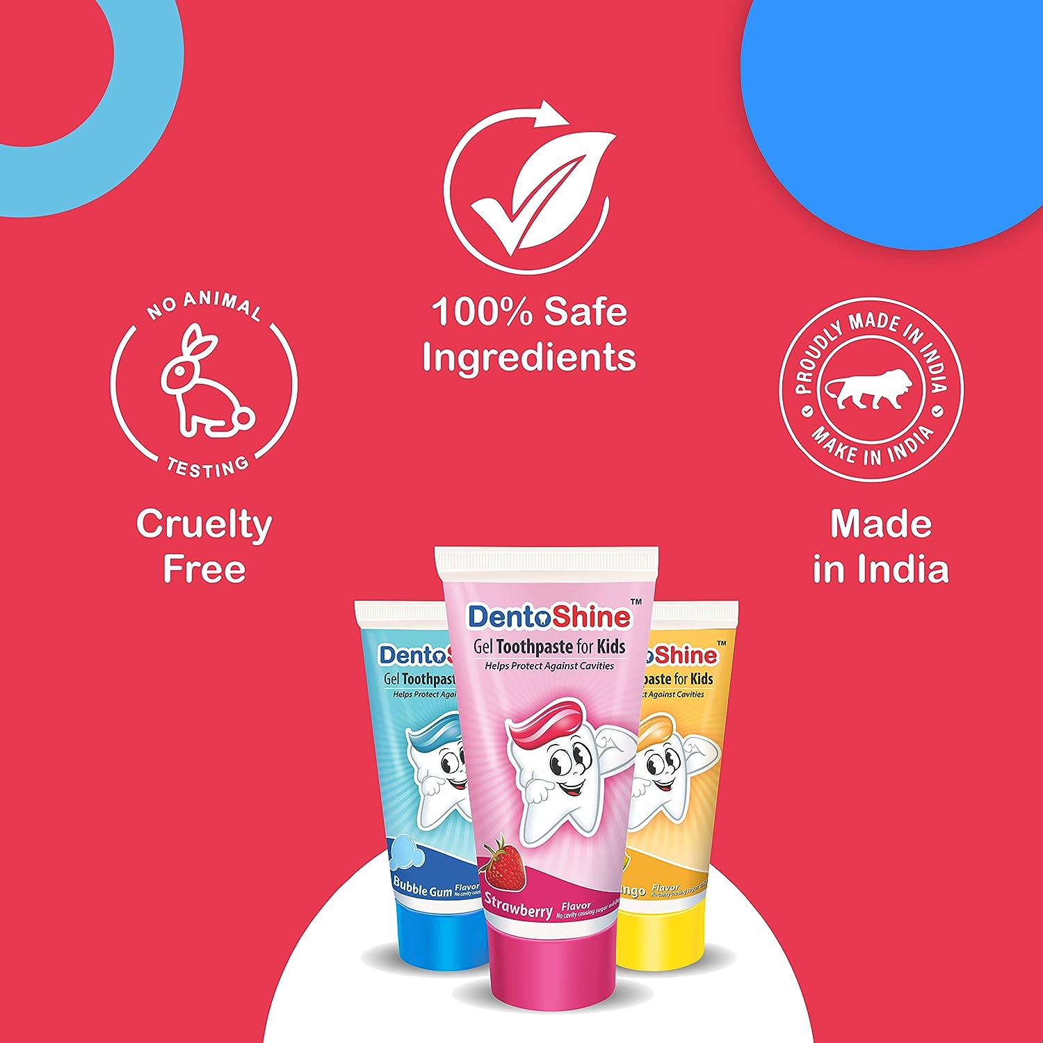 DentoShine Kids Gel Toothpaste 80g - Pack of 3 - Laadlee