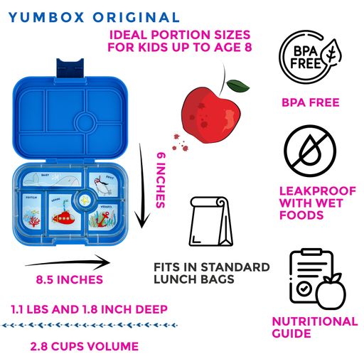 Yumbox  Original 6 Compartment Lunch Box - Surf Blue - Laadlee