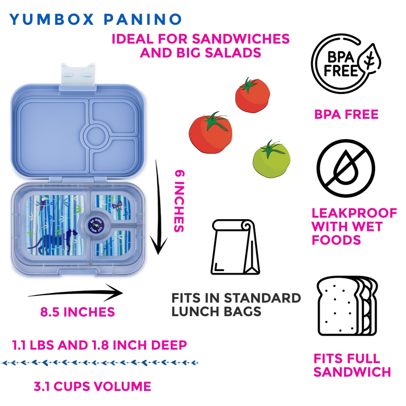 Yumbox Panino 4 Compartment Panther Lunch Box - Hazy Blue - Laadlee