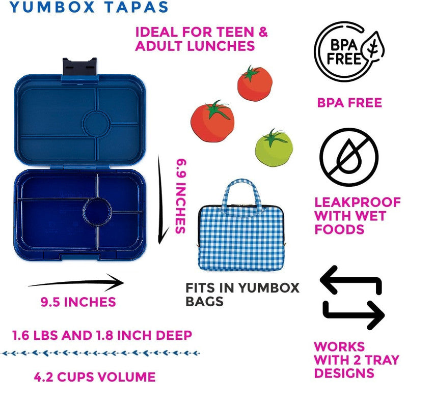 Yumbox Tapas 5 Compartment Monte Carlo Lunch Box - Navy Clear - Laadlee