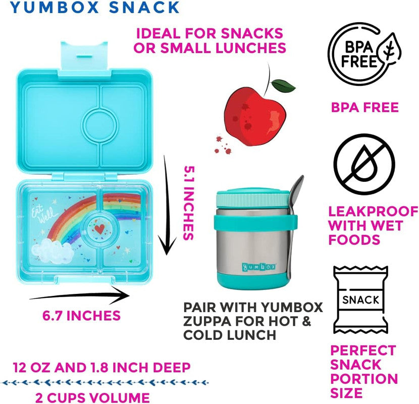 Yumbox 3 Compartment Rainbow Lunch Box - Tropical Aqua - Laadlee