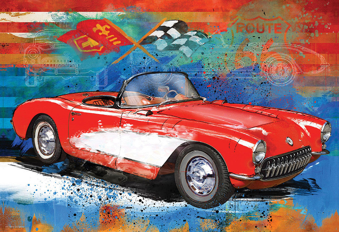 EuroGraphics Corvette Cruising 550 Piece Puzzle In A Collectible Tin - Laadlee