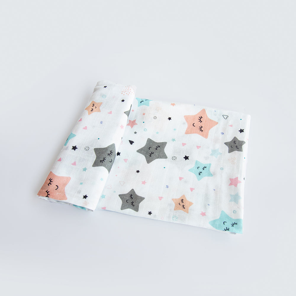Yellow Doodle Organic Luxury Swaddle - Twinkly Stars - Laadlee