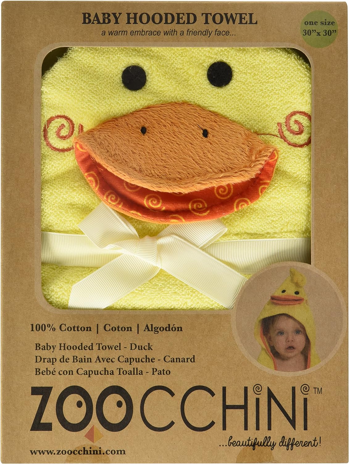 Zoocchini Baby Hooded Towel - Puddles the Duck - Laadlee