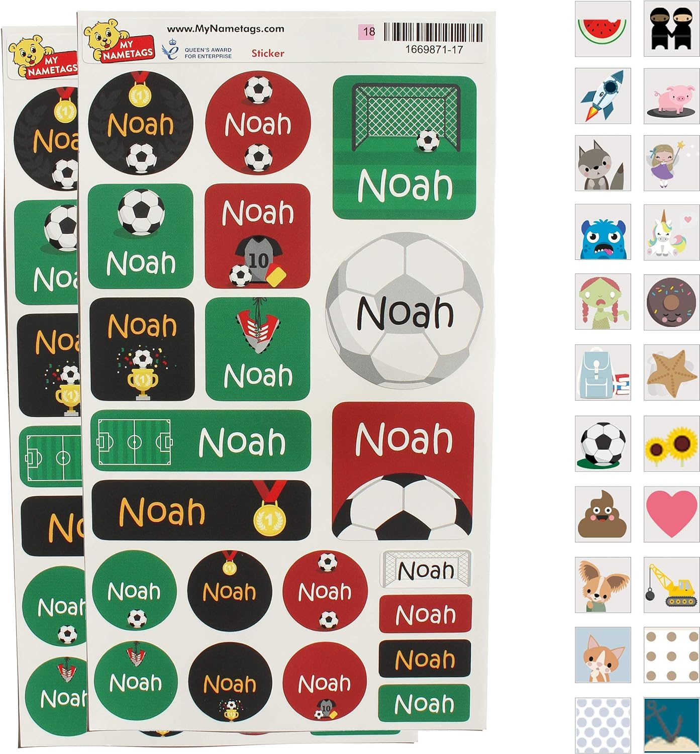 My Nametags Maxistickers - Football (Pack of 21) - Laadlee
