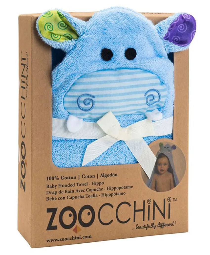 Zoocchini Baby Hooded Towel - Henry the Hippo - Laadlee