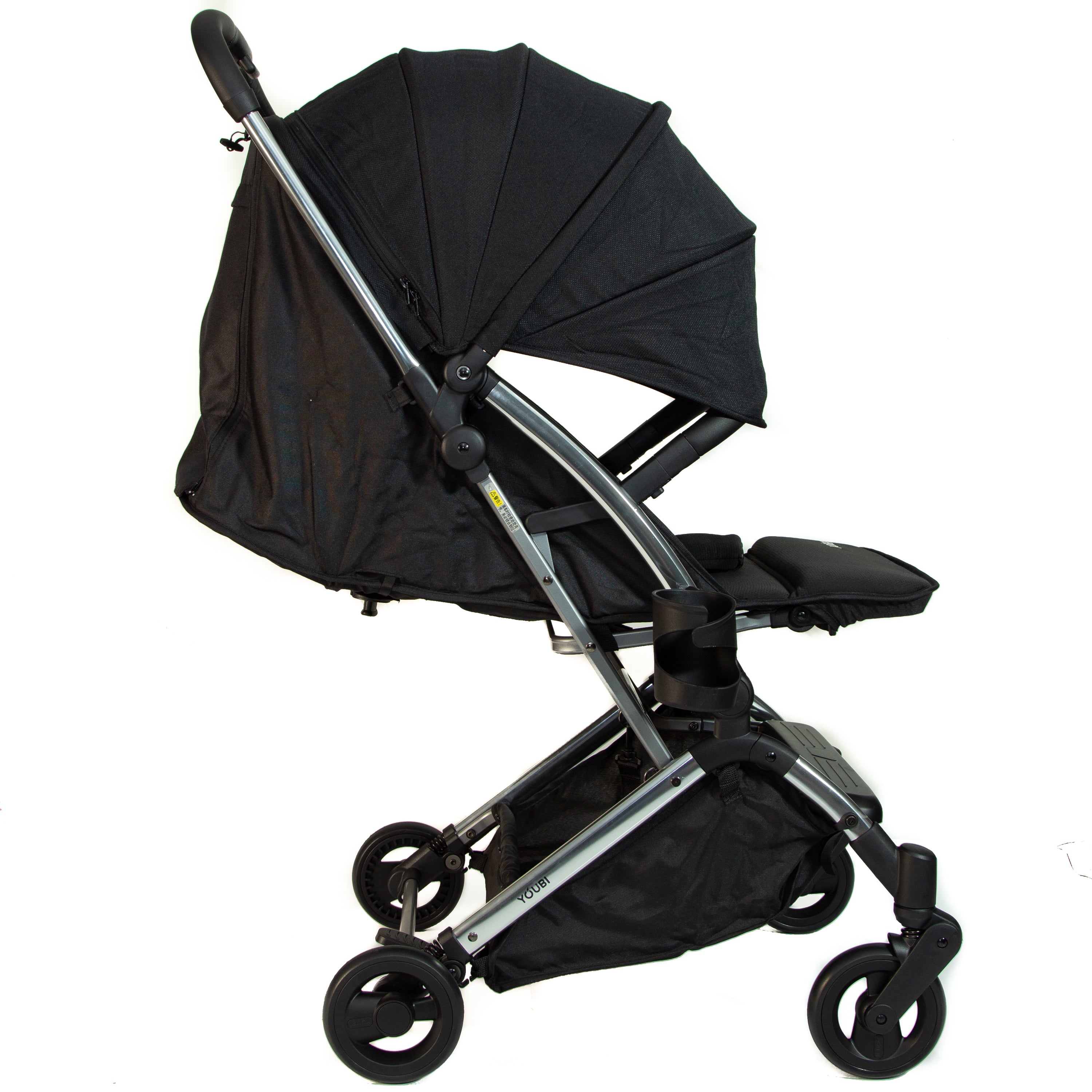 Youbi Toddler German Travel Light Stroller-Black with New Born Attachment - Laadlee