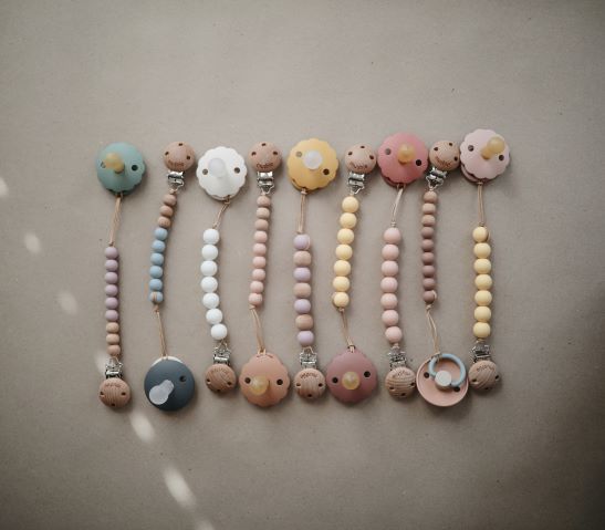 Mushie Pacifier Clips Halo Cadet Blue - Laadlee