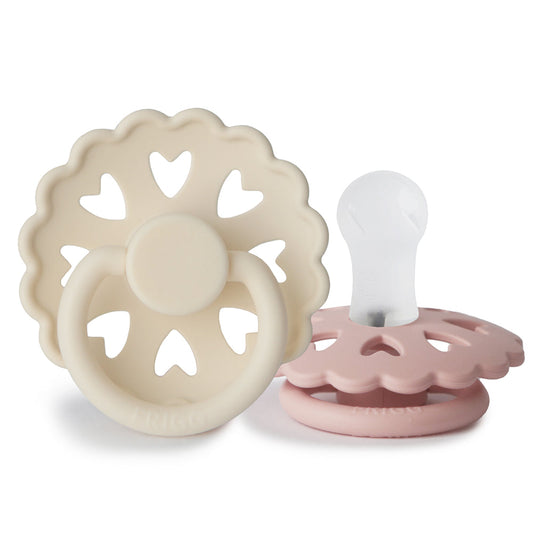 Frigg Fairytale Silicone Baby Pacifier 6M-18M, 2Pack, Cream/Blush - Size 2 - Laadlee