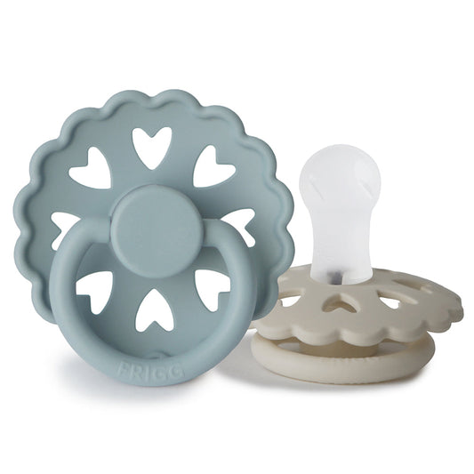 Frigg Fairytale Silicone Baby Pacifier 6M-18M, 2Pack, Silky Satin/ Willow Grey - Size 2 - Laadlee