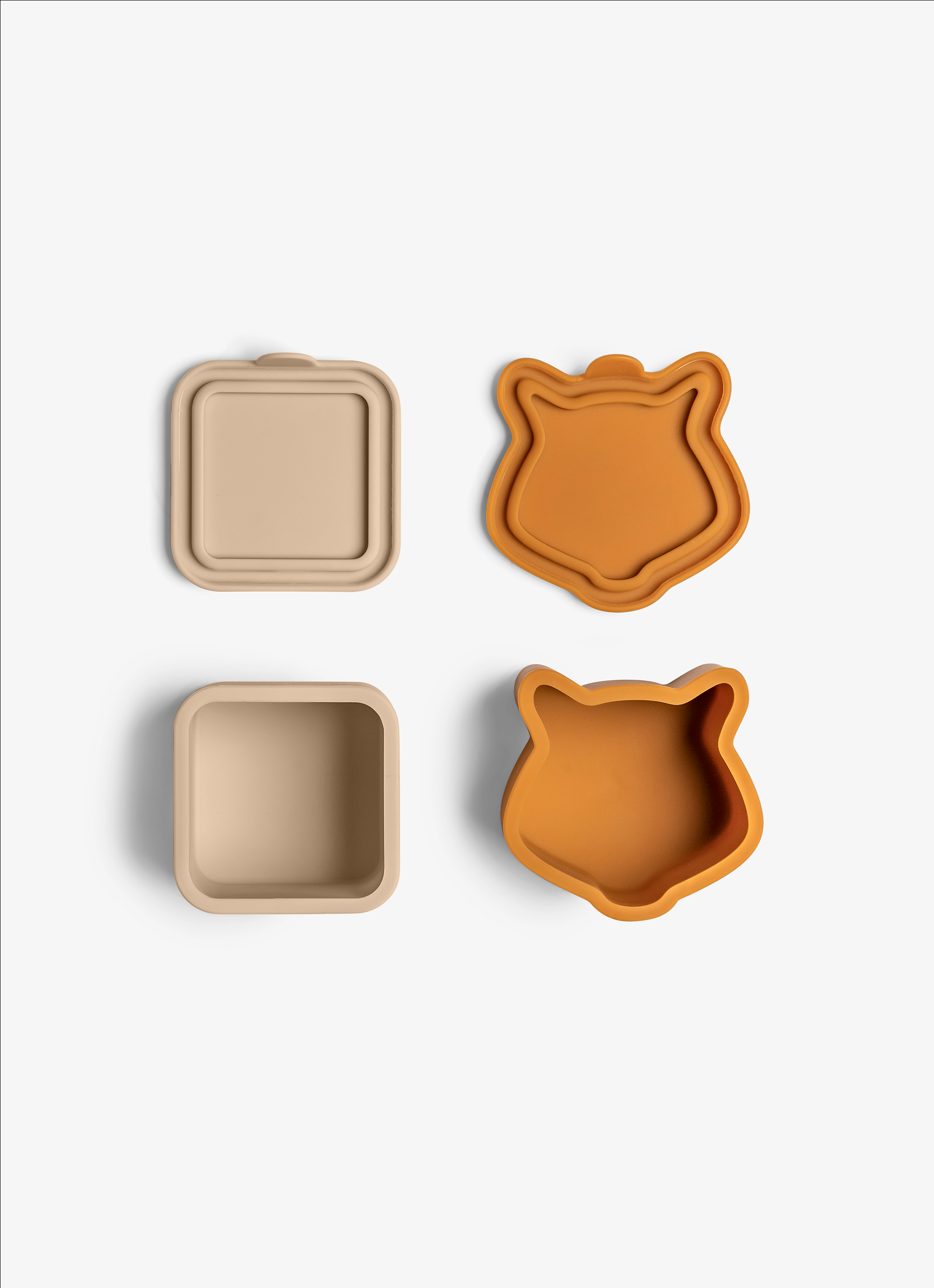 Citron Silicone Lunchbox Organizers Set of 4 - Beige/Plum/Caramel - Laadlee