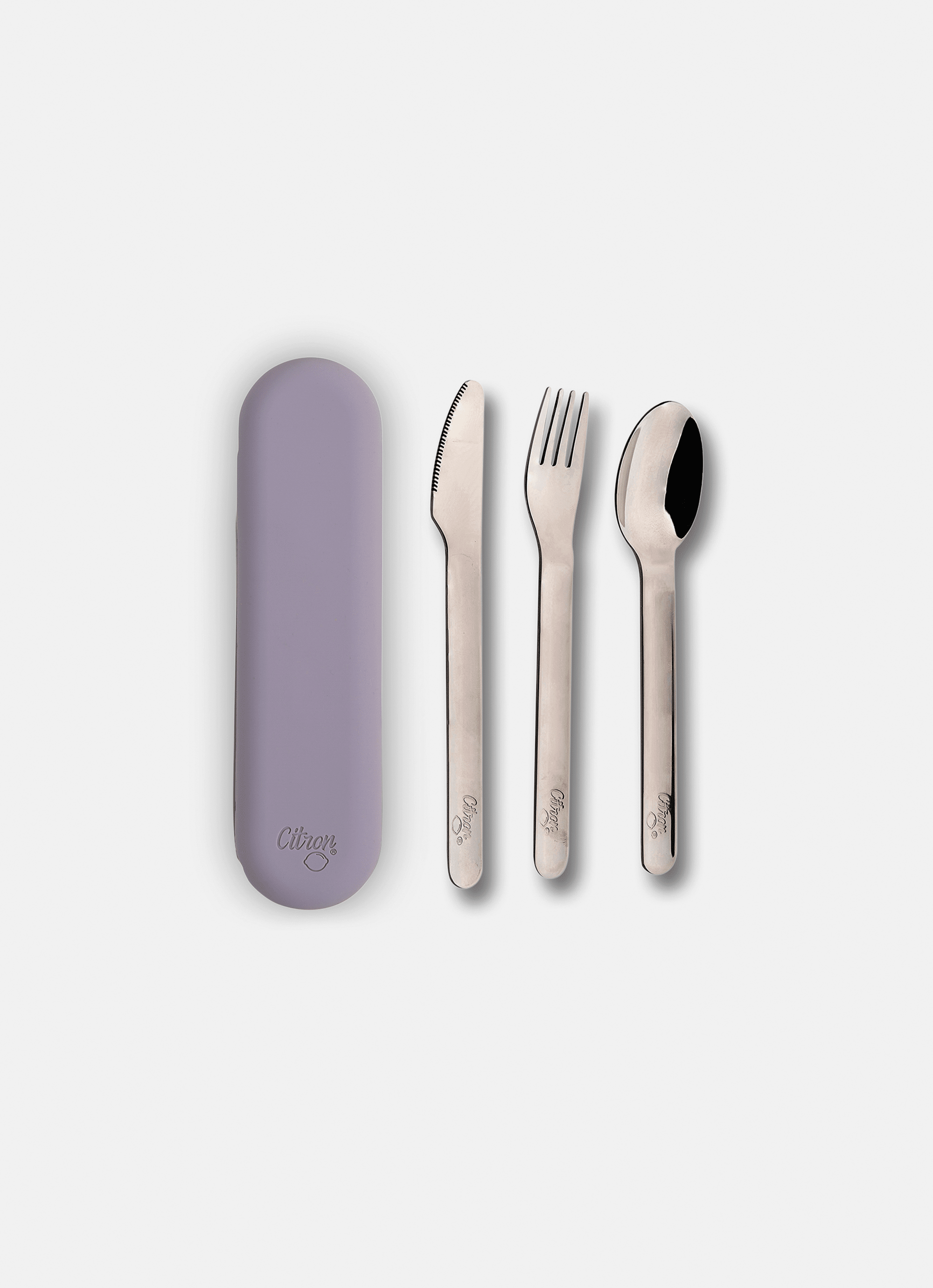 Citron Stainless Steel Cutlery Set with Purple Case - Laadlee