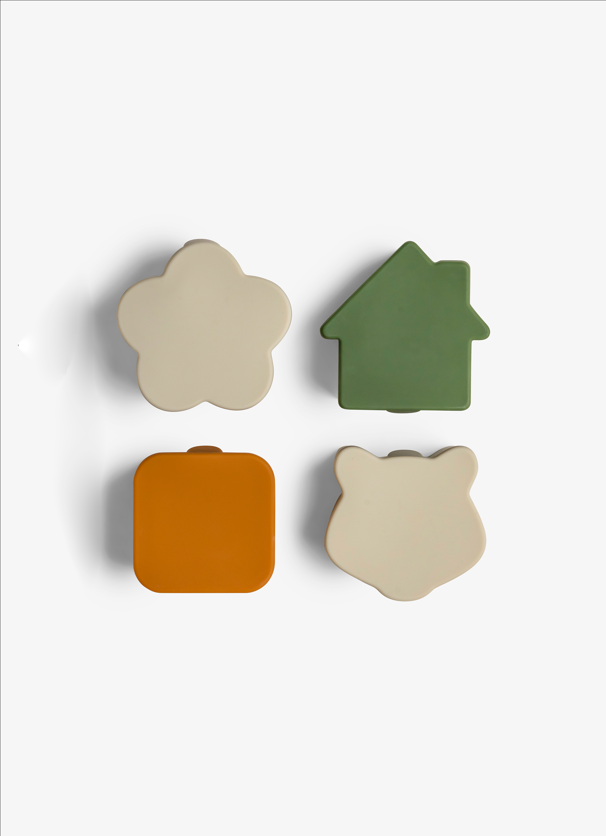 Citron Silicone Lunchbox Organizers Set of 4 - Caramel/Green/Grey - Laadlee